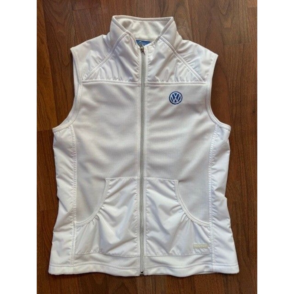 Womens Volkswagen VW Logo White Vest Charles River Apparel For Her Small EUC